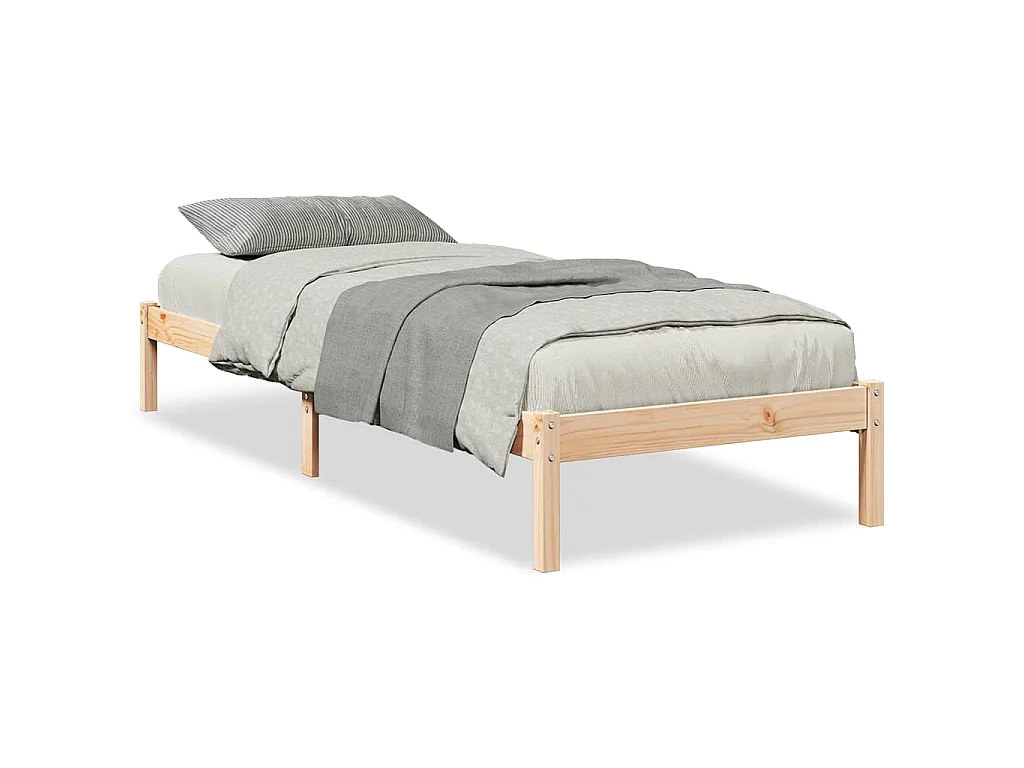 Cadre de lit extra long sans matelas 80x220 cm bois massif pin
