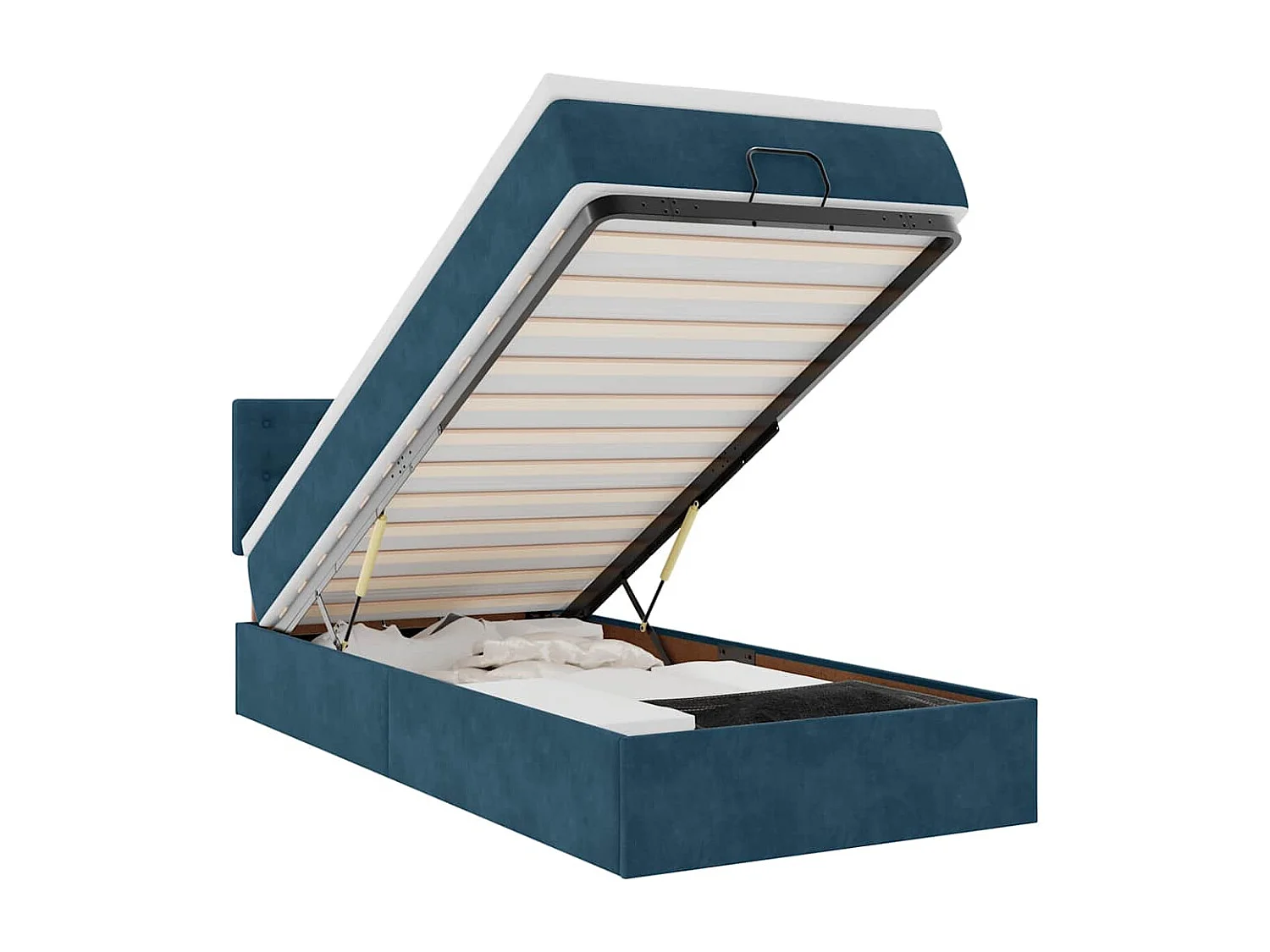 Lit ottoman avec matelas et LED bleu foncé 80x200cm velours