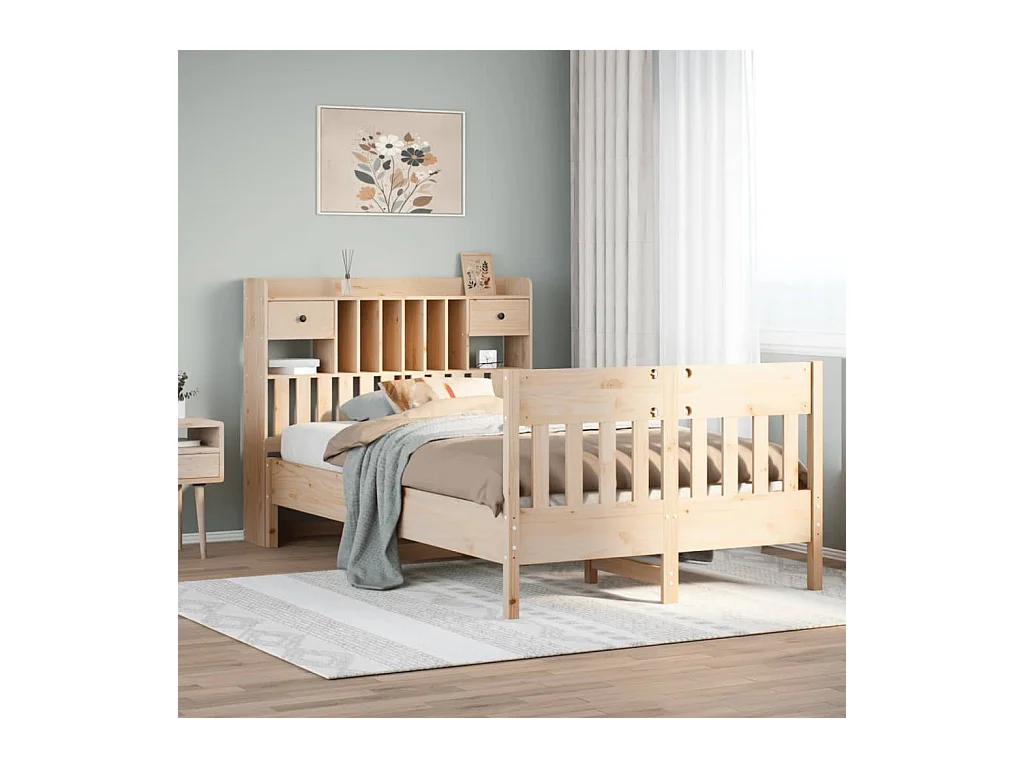 Cadre de lit sans matelas 135x190 cm bois de pin massif