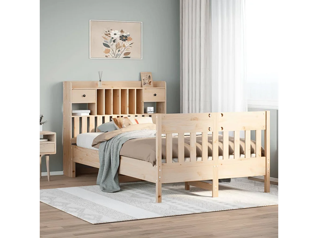 Cama sem colchão 135x190 cm madeira de pinho maciça