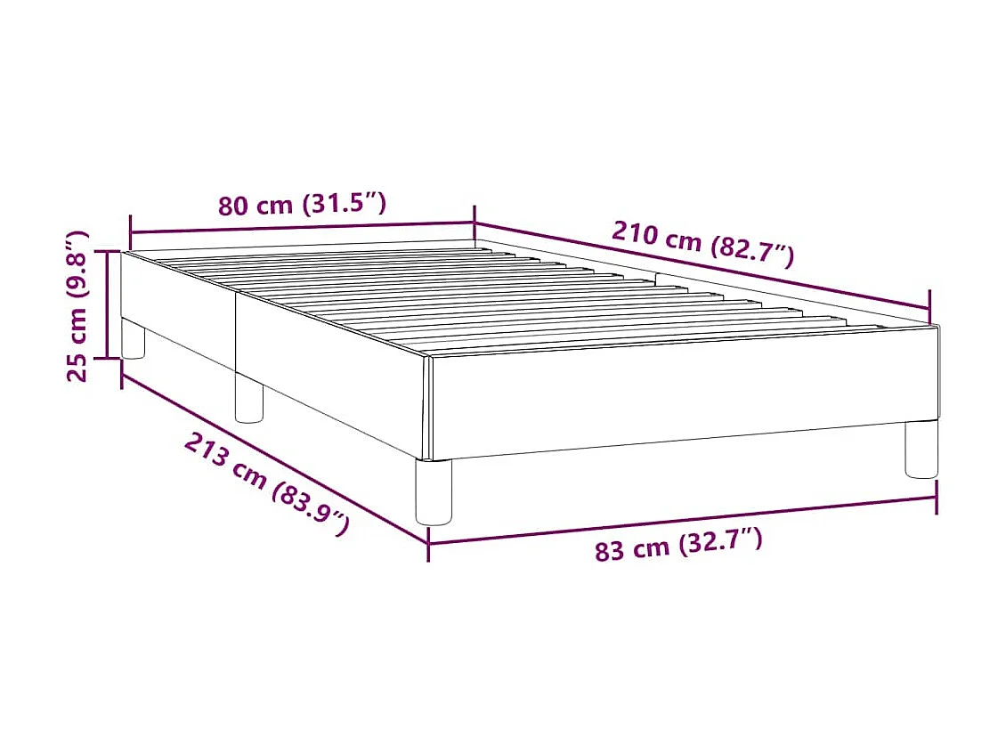 Boxspring zonder matras fluweel donkergrijs 80x210 cm
