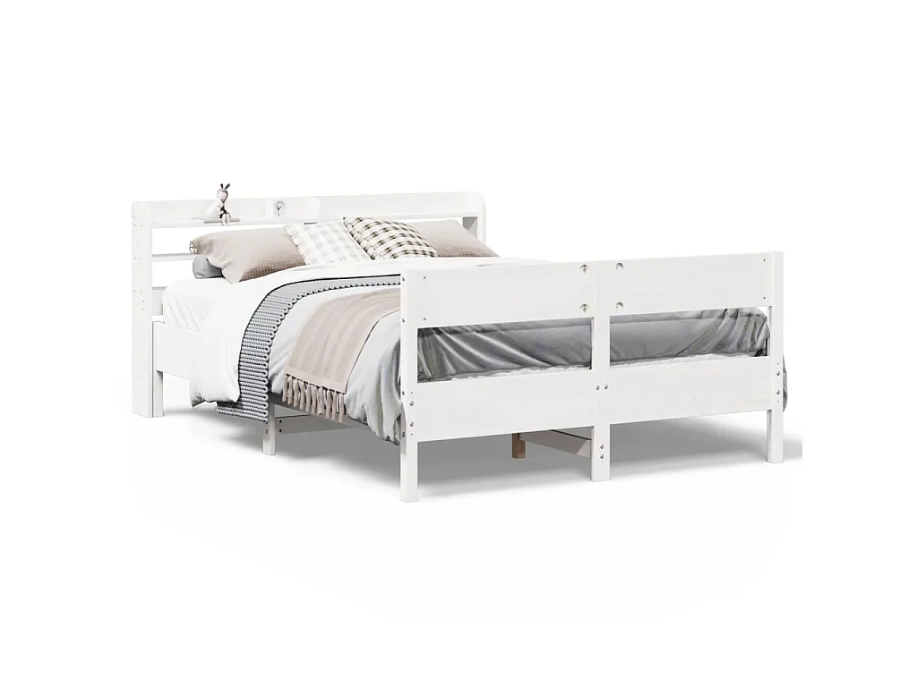 Cama sem colchão 135x190 cm madeira de pinho maciça branco