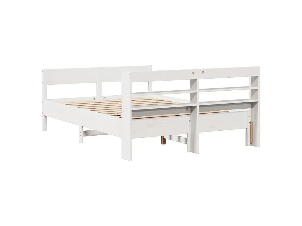 Cama sem colchão 135x190 cm madeira de pinho maciça branco