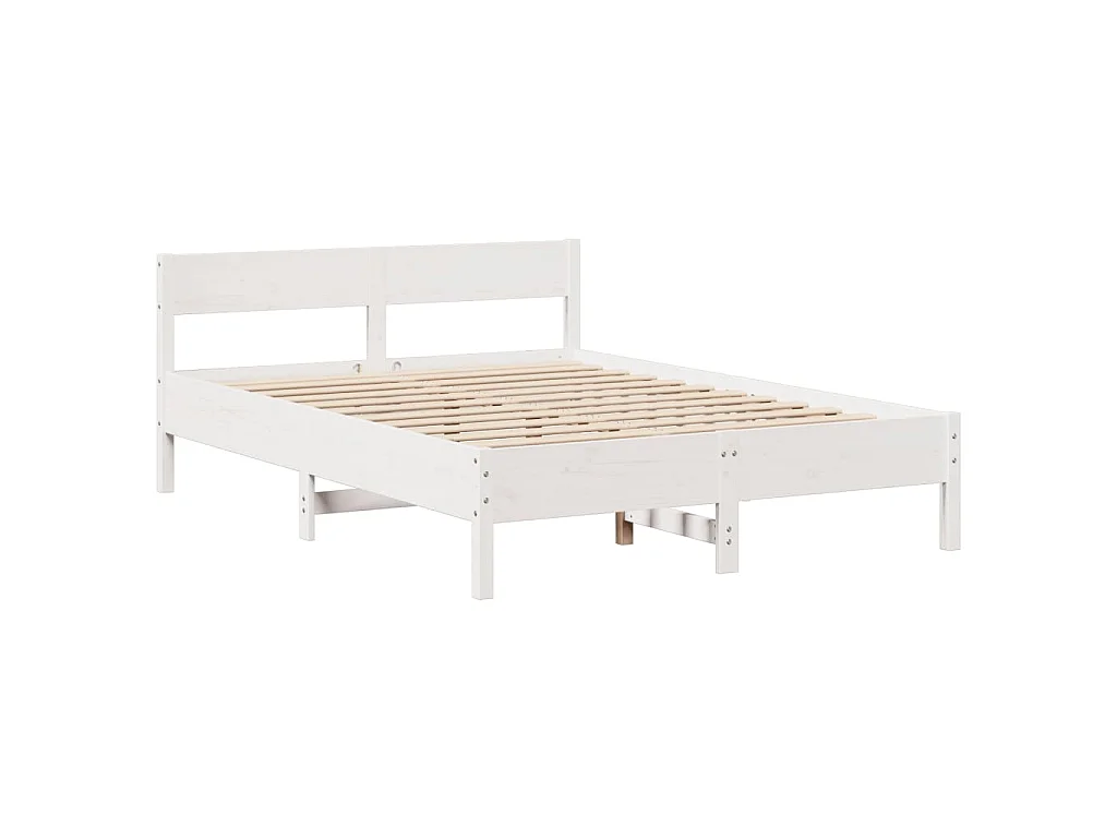Cama sem colchão 135x190 cm madeira de pinho maciça branco