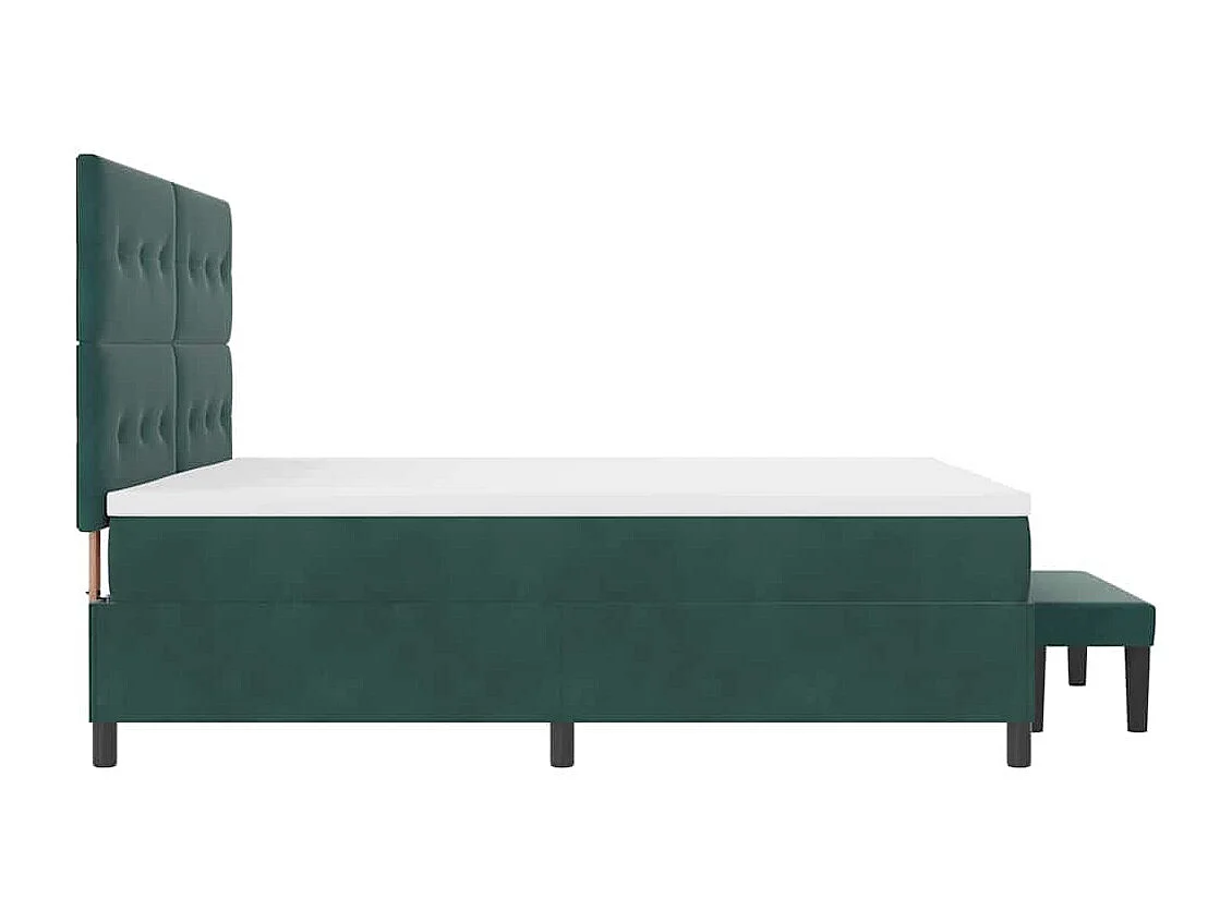 Lit à ressorts avec matelas Vert foncé 200 x 200 cm Velours