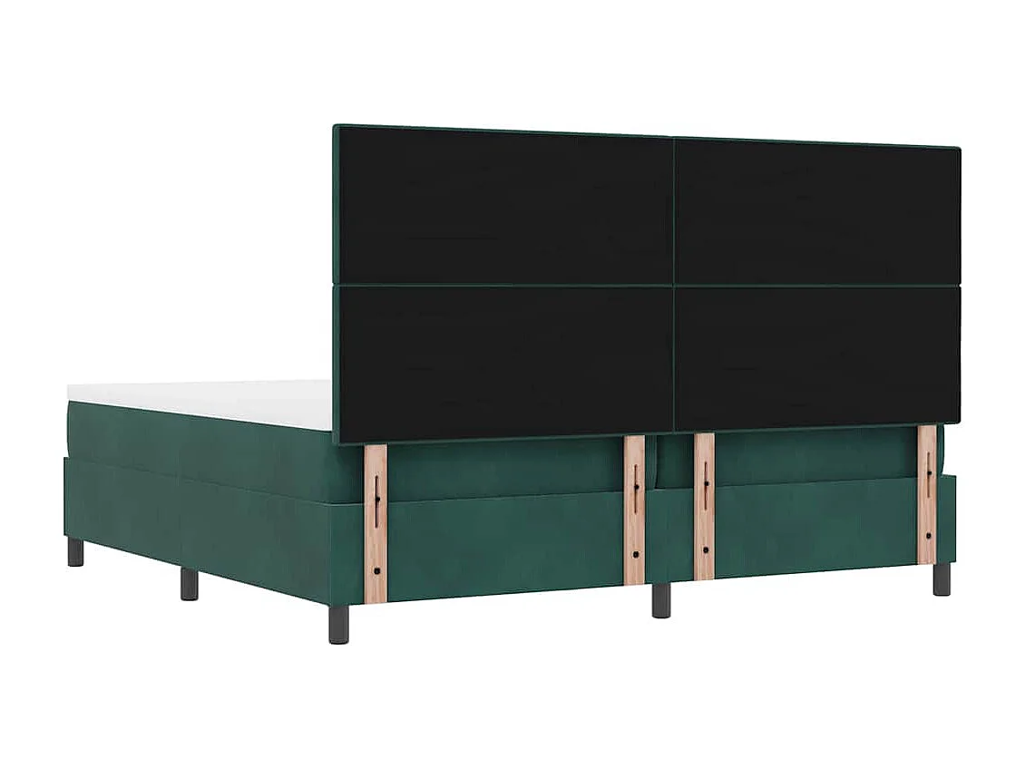 Lit à ressorts avec matelas Vert foncé 200 x 200 cm Velours