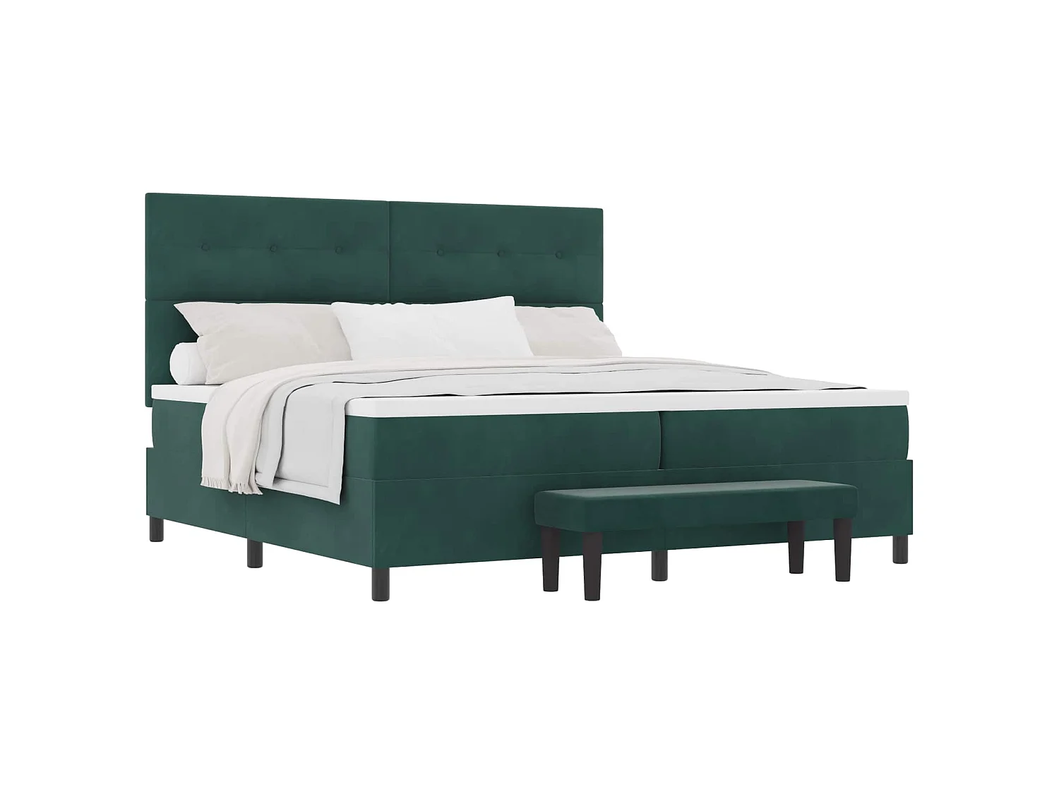 Letto a molle con testiera Verde scuro 200 x 200 cm Velluto