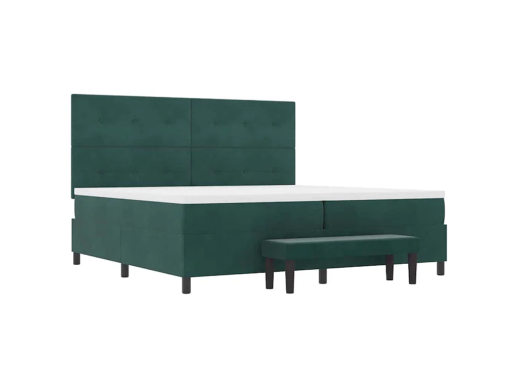 Letto a molle con testiera Verde scuro 200 x 200 cm Velluto