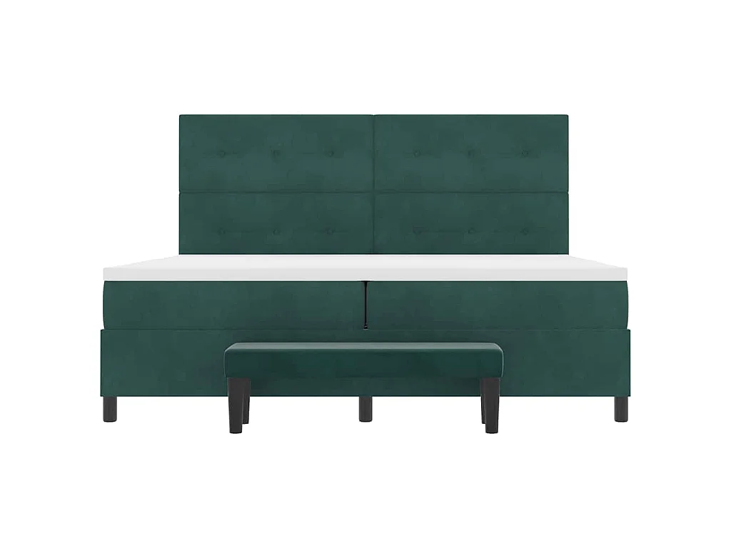 Letto a molle con testiera Verde scuro 200 x 200 cm Velluto