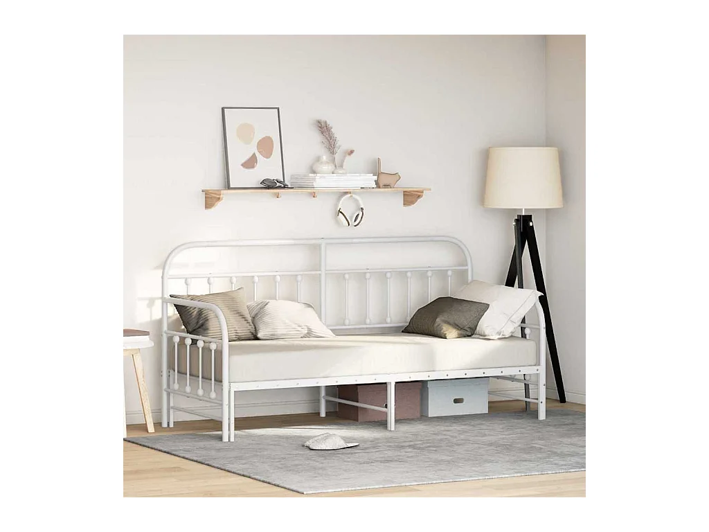 Estructura de cama de día con cabecera Blanco 80 x 200 cm Acero