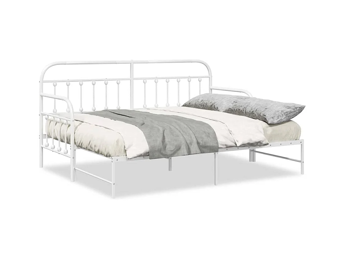 Estructura de cama de día con cabecera Blanco 80 x 200 cm Acero
