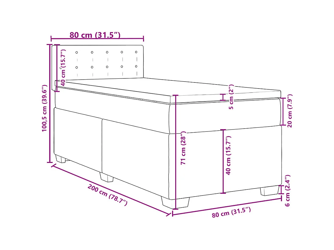 Sommier à lattes de lit avec matelas Bleu 80x200 cm Tissu