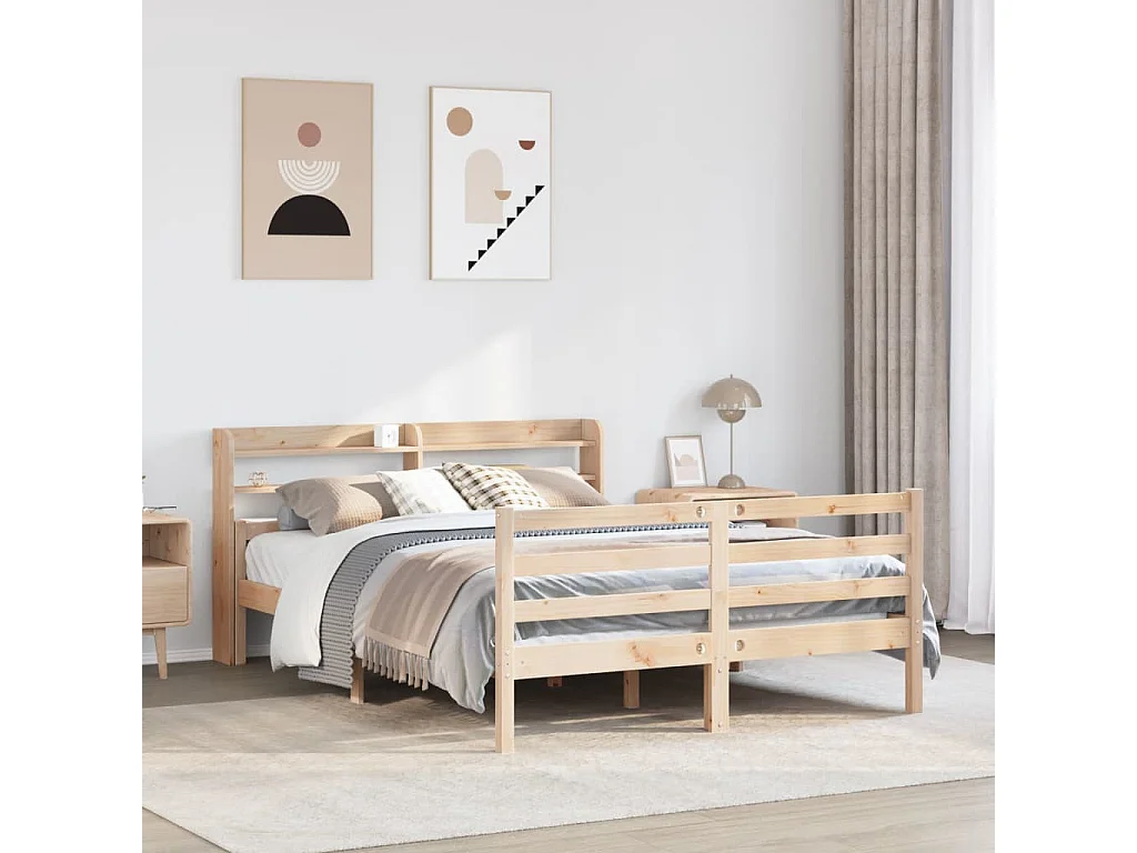 Estrutura cama c/ cabeceira 135x190 cm pinho maciço