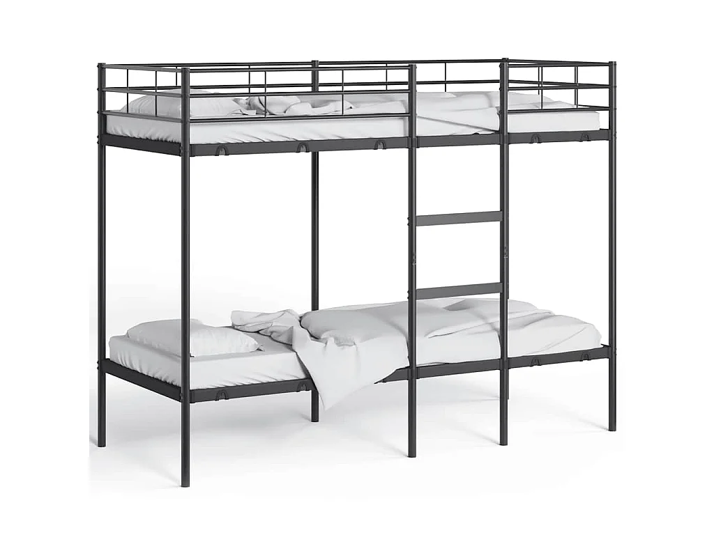 Lit superposé sans matelas noir 75x190 cm acier