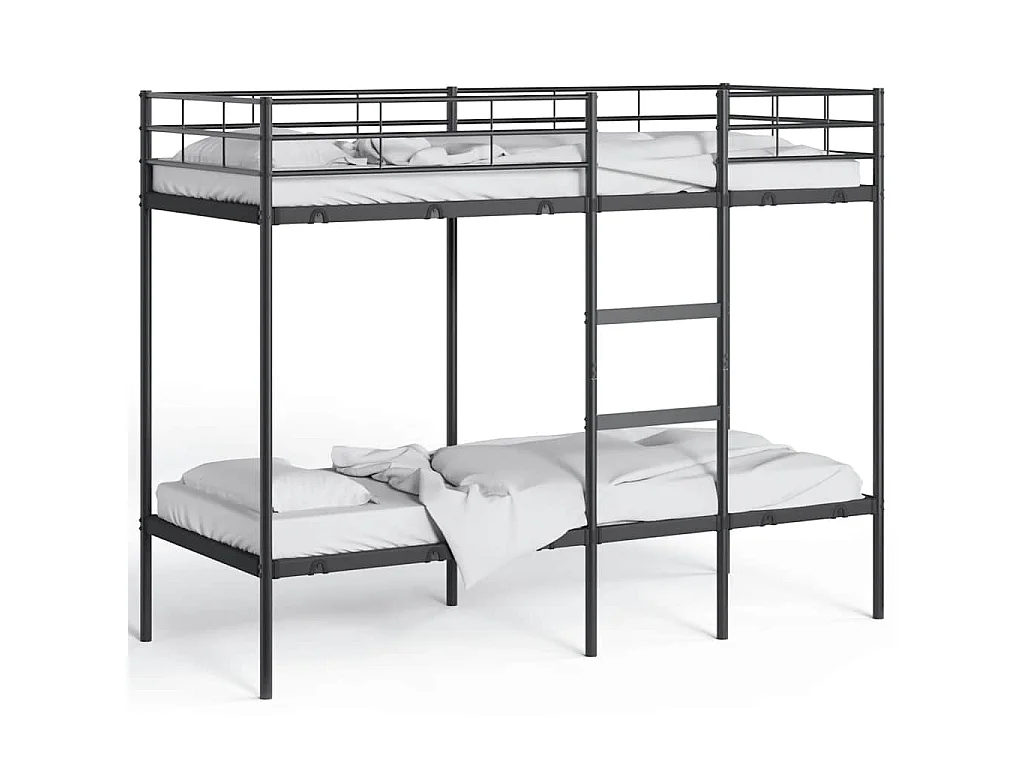 Lit superposé sans matelas noir 75x190 cm acier