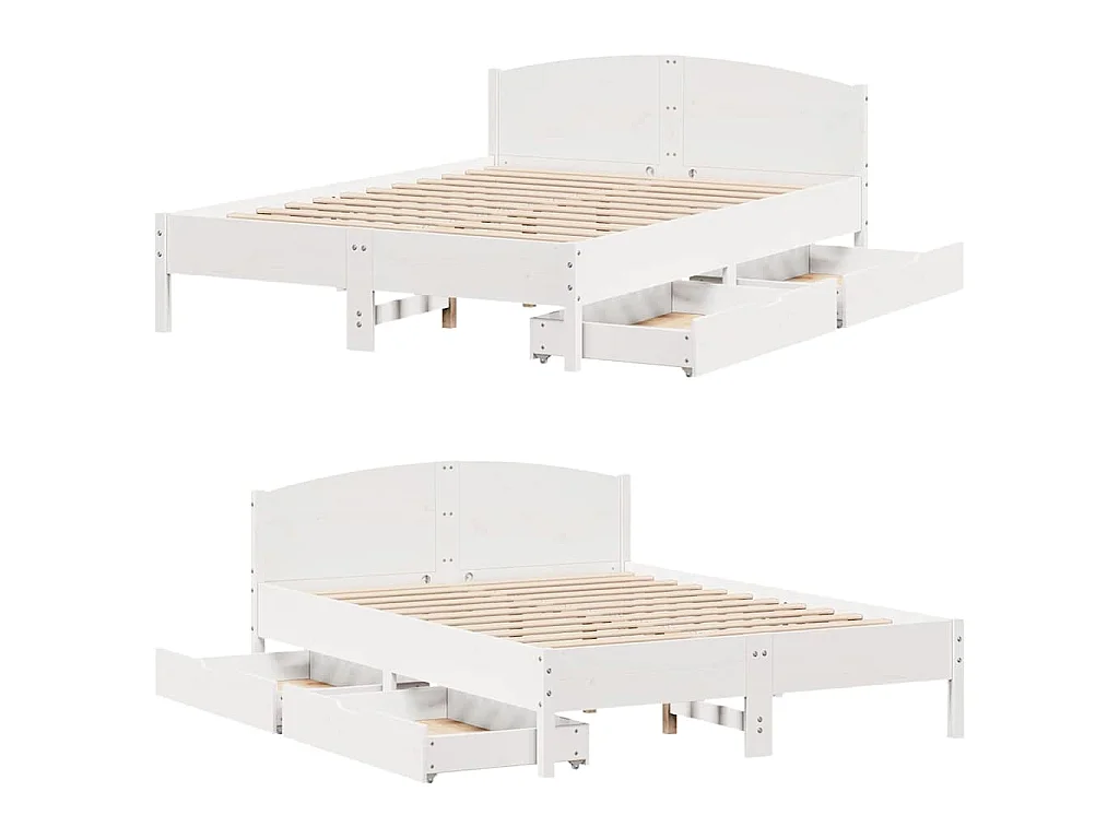 Estructura de cama sin colchón madera de pino blanco 135x190 cm