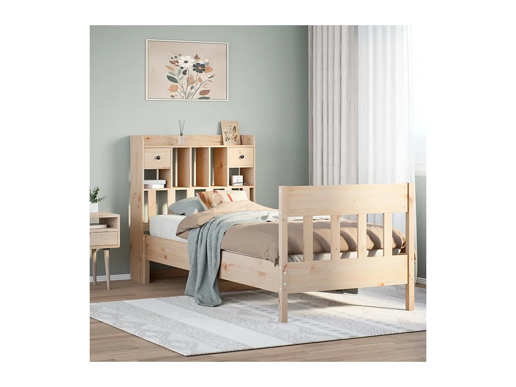 Cadre de lit sans matelas 75x190 cm bois de pin massif