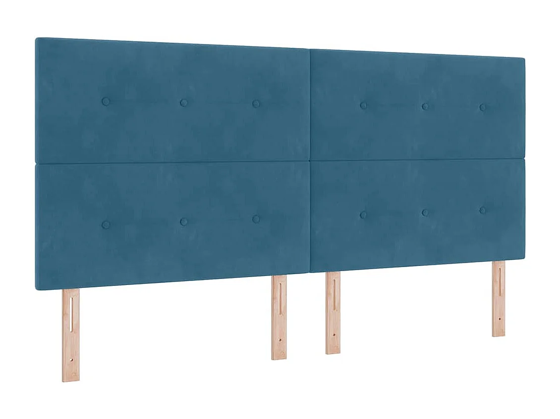 Lit à ressorts avec matelas Bleu foncé 200 x 200 cm tissu