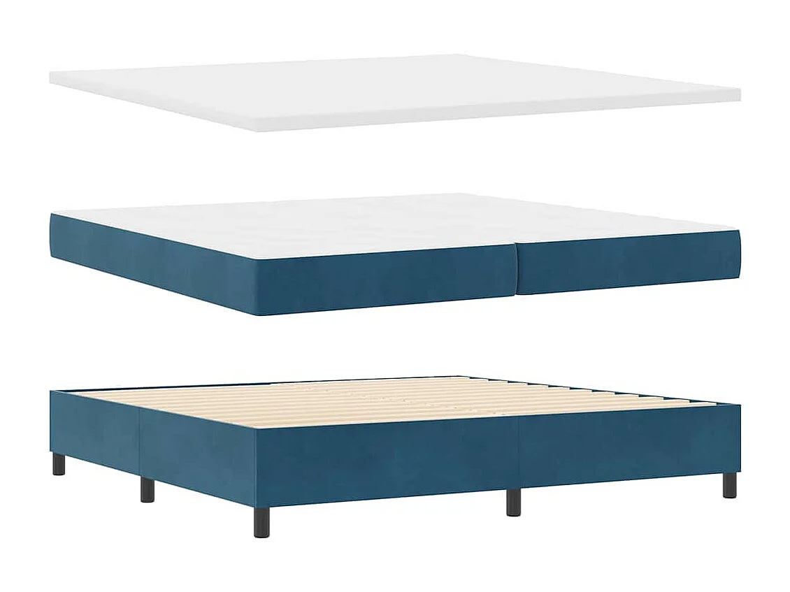 Lit à ressorts avec matelas Bleu foncé 200 x 200 cm tissu