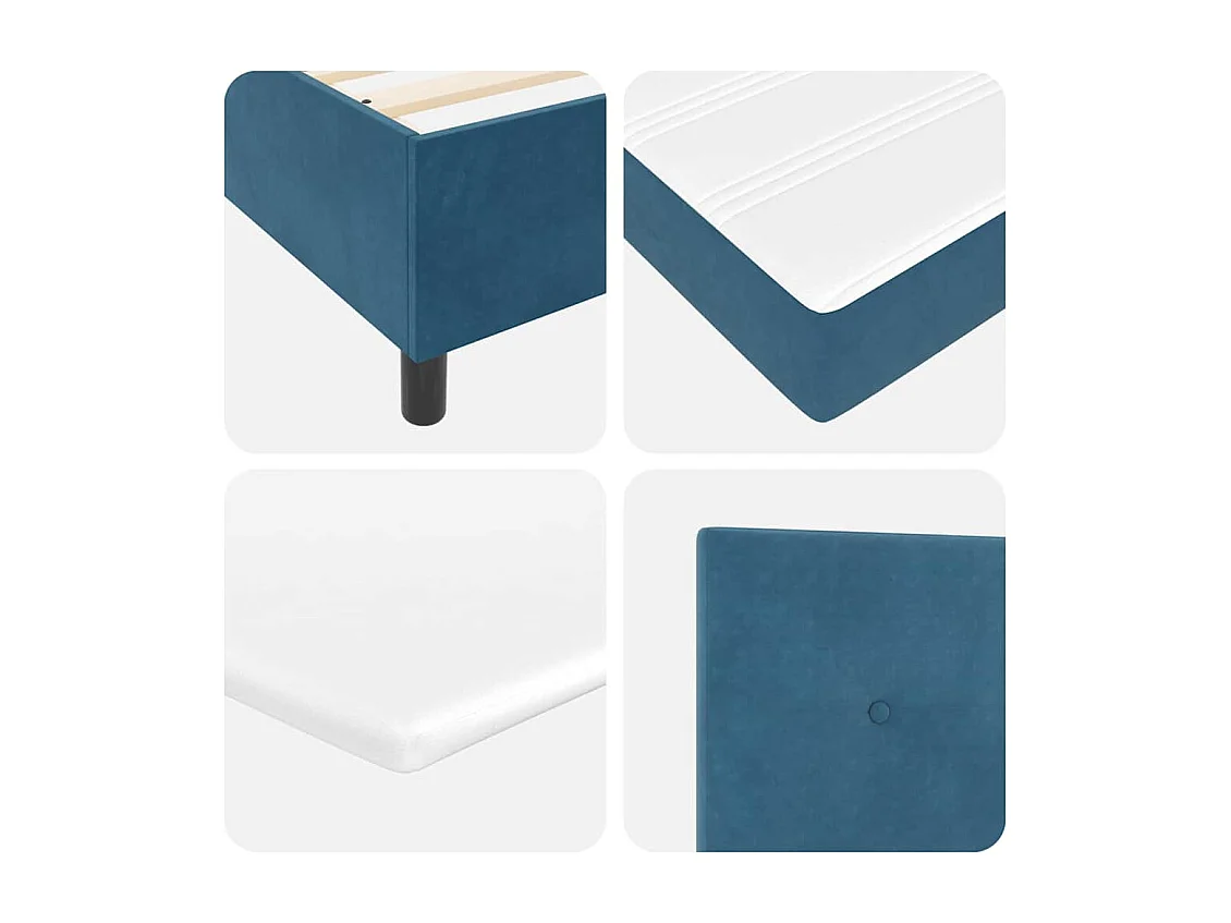 Lit à ressorts avec matelas Bleu foncé 200 x 200 cm tissu