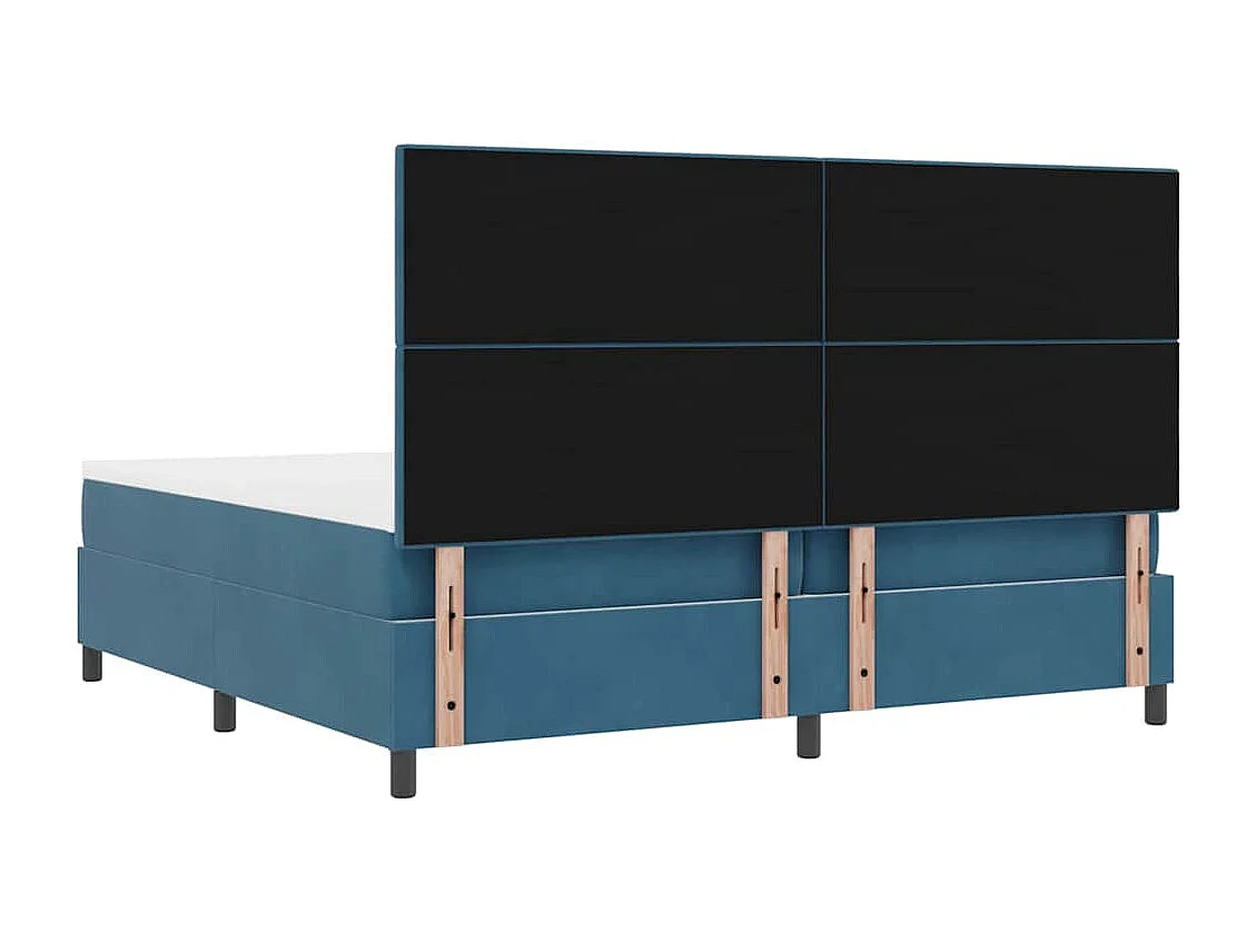 Lit à ressorts avec matelas Bleu foncé 200 x 200 cm tissu
