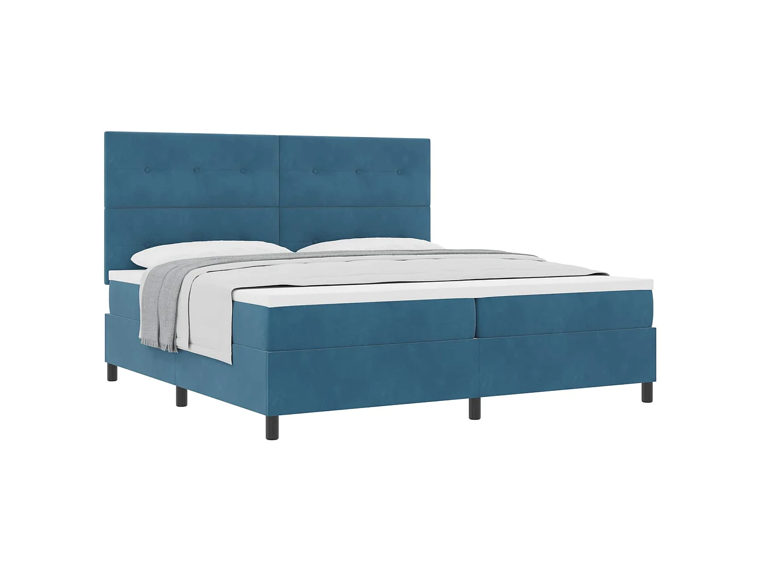 Letto a molle con testiera Blu Scuro 200 x 200 cm Velluto