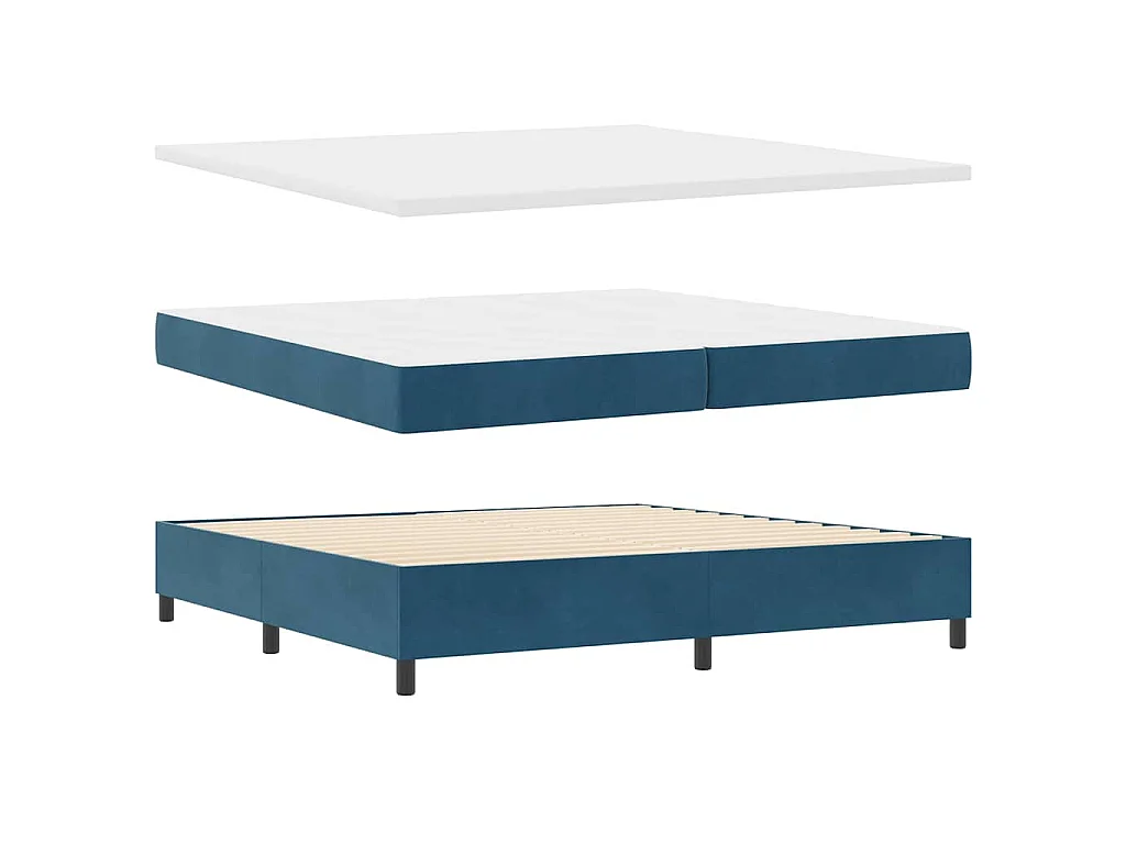 Letto a molle con testiera Blu Scuro 200 x 200 cm Velluto