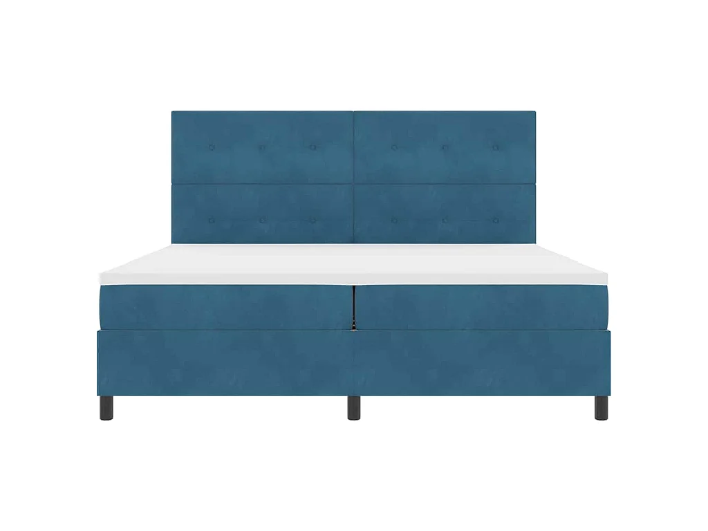 Letto a molle con testiera Blu Scuro 200 x 200 cm Velluto