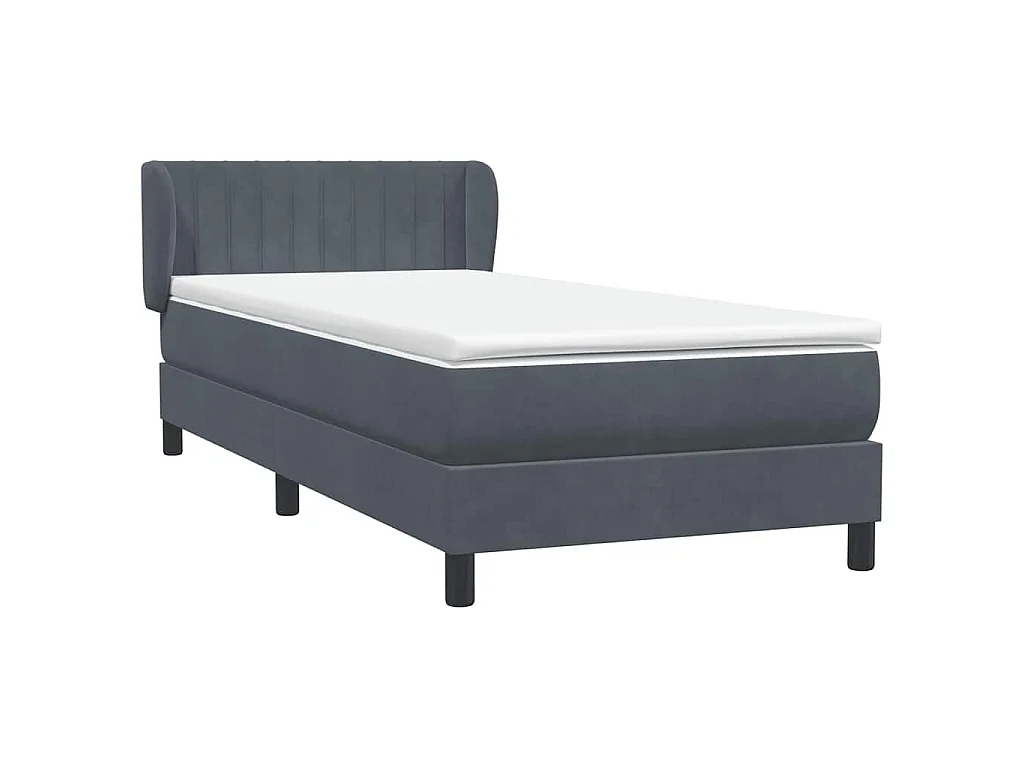 Sommier à lattes de lit et matelas gris foncé 80x220 cm velours