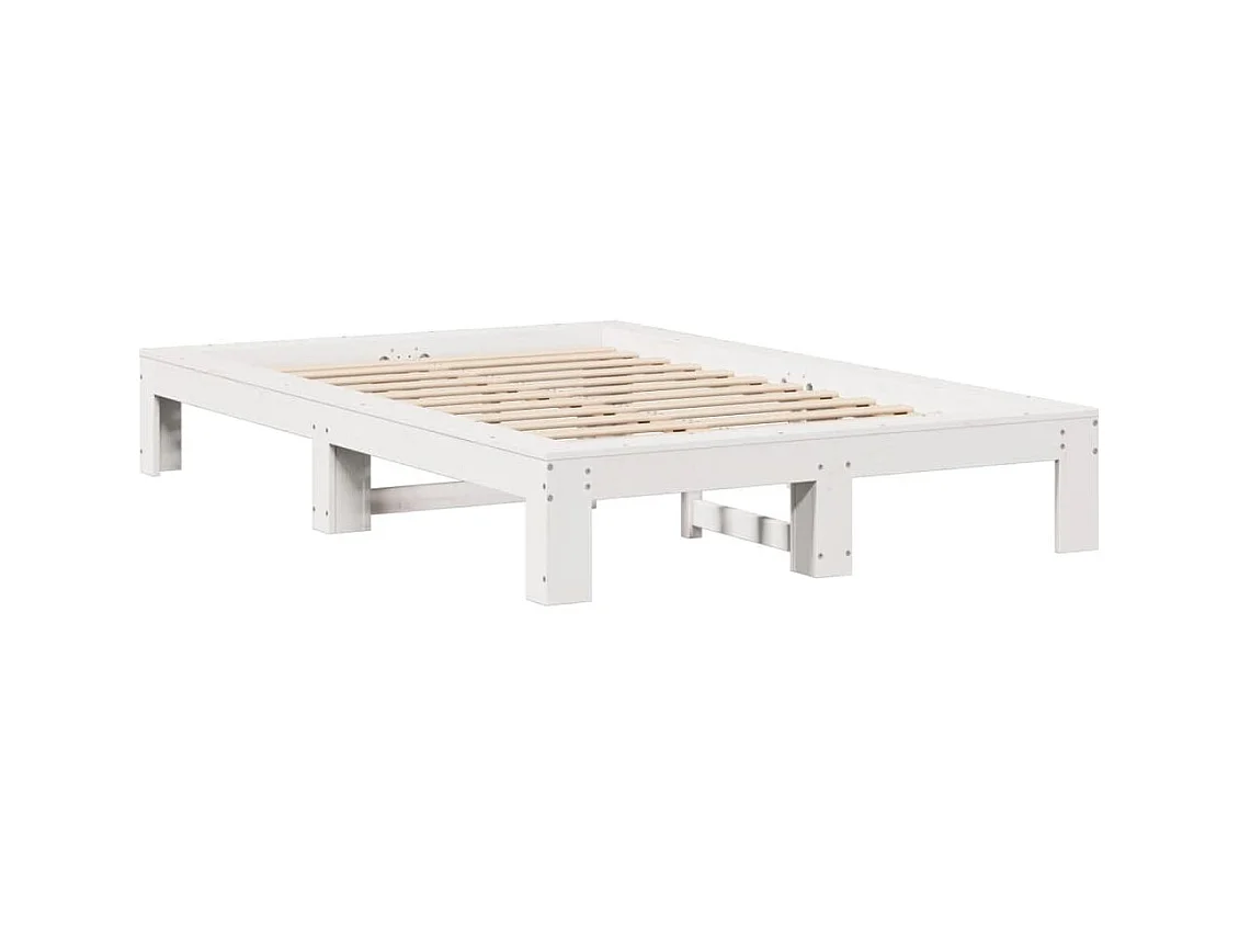 Cadre de lit sans matelas blanc 135x190 cm bois de pin massif