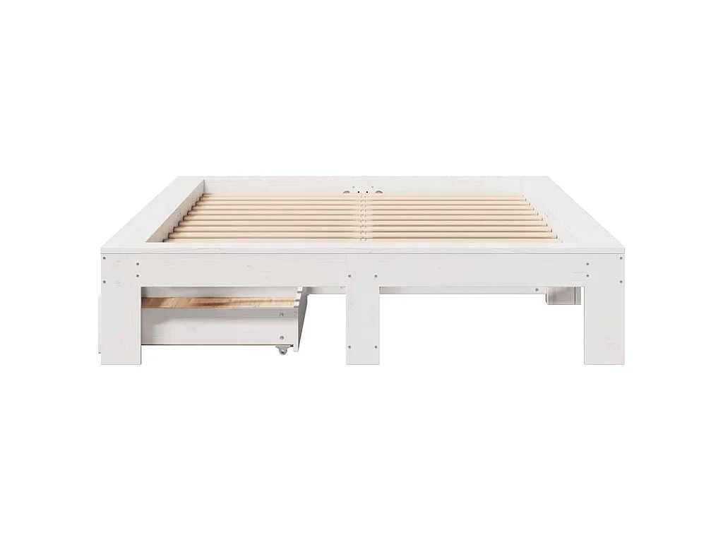 Cama sem colchão 135x190 cm madeira de pinho maciça branco