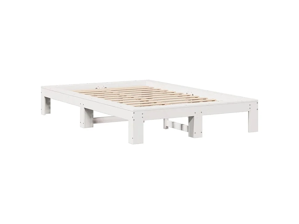 Cama sem colchão 135x190 cm madeira de pinho maciça branco