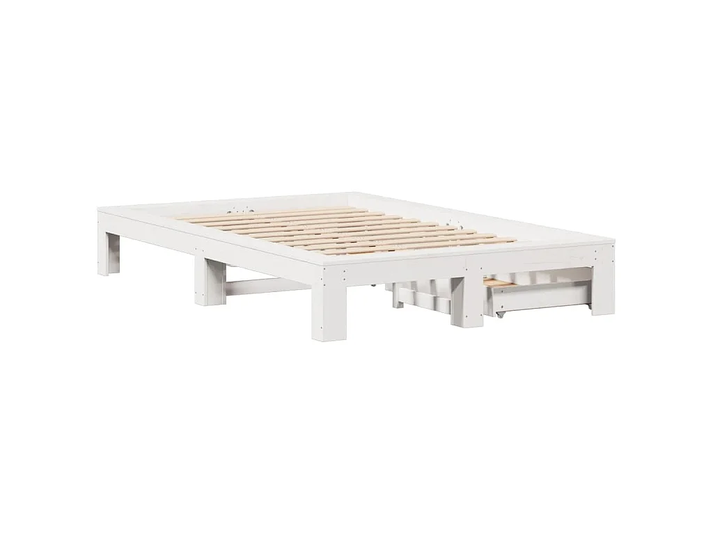 Cama sem colchão 135x190 cm madeira de pinho maciça branco