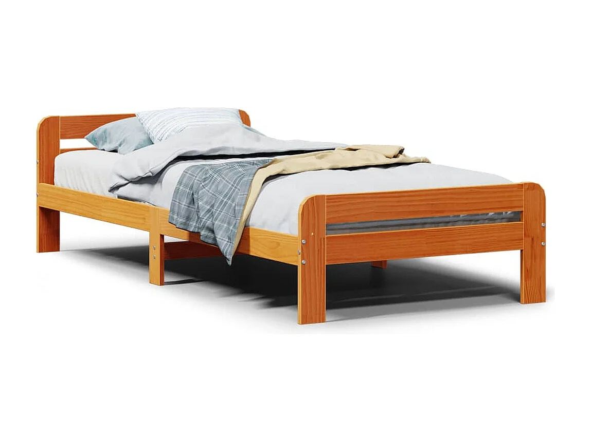 Massivholzbett ohne Matratze Wachsbraun 75x190 cm Kiefernholz