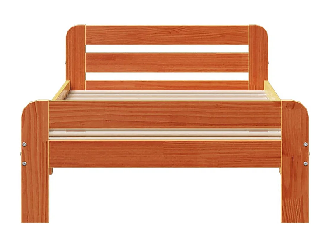 Massivholzbett ohne Matratze Wachsbraun 75x190 cm Kiefernholz
