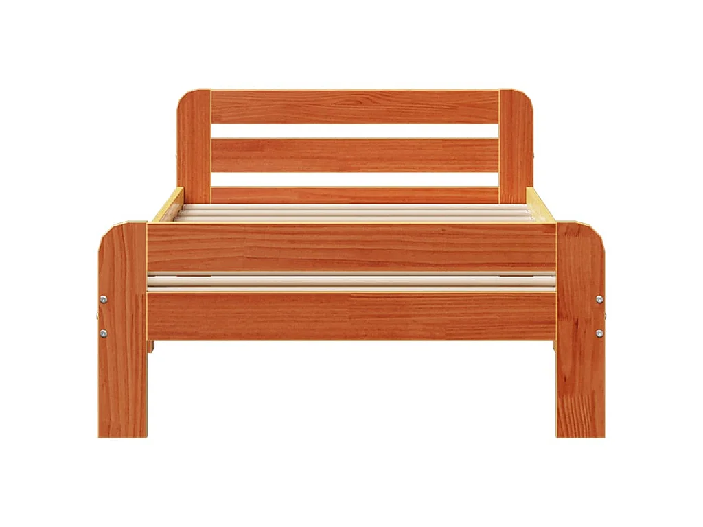Bedframe zonder matras massief grenenhout wasbruin 75x190 cm