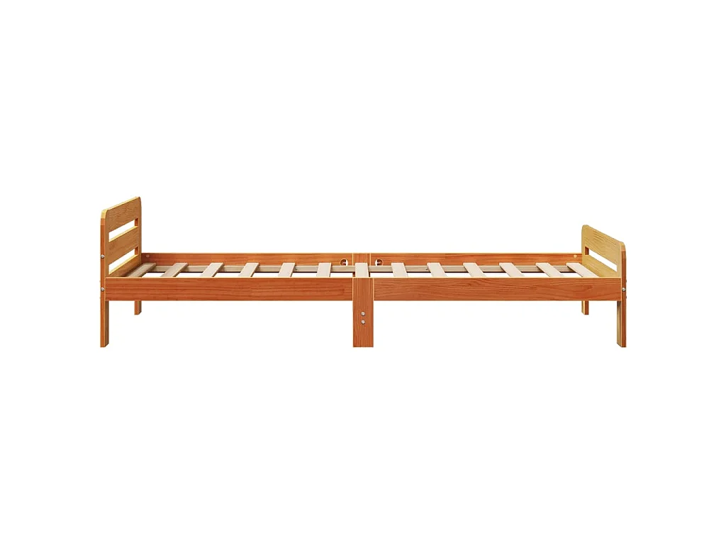 Bedframe zonder matras massief grenenhout wasbruin 75x190 cm