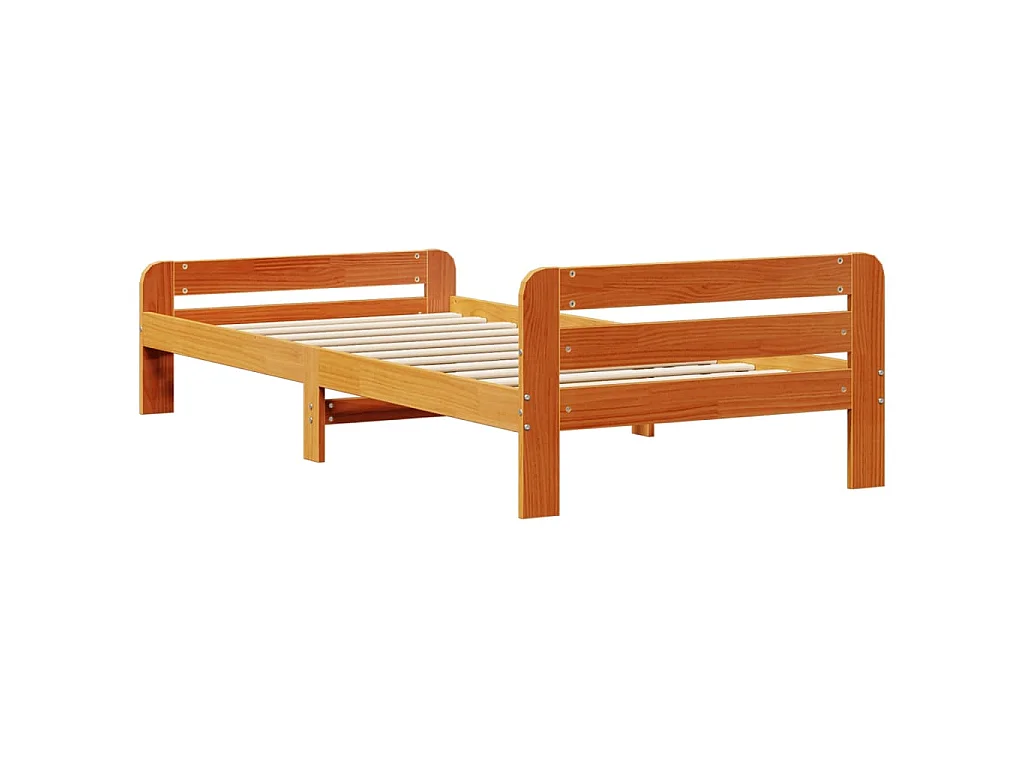 Bedframe zonder matras massief grenenhout wasbruin 75x190 cm