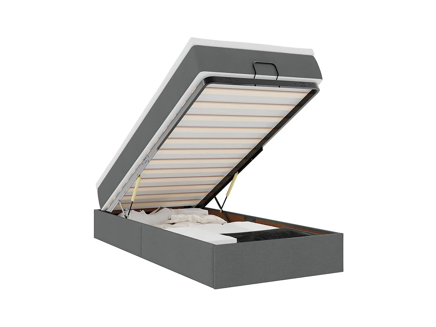 Cadre de lit ottoman avec matelas gris foncé 80x200 cm tissu