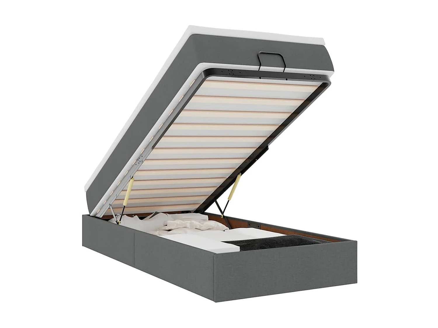 Estrutura cama otomana colchão 80x200 cm tecido cinzento escuro