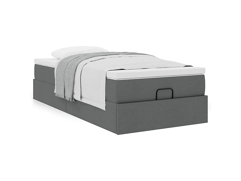 Estrutura cama otomana colchão 80x200 cm tecido cinzento escuro
