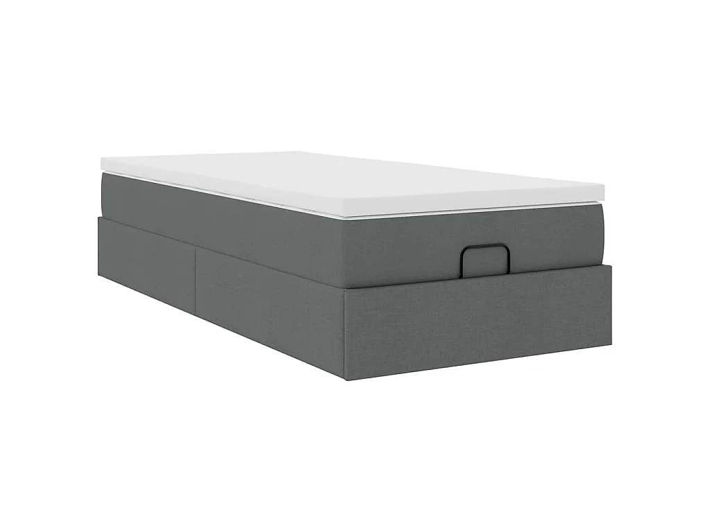 Estrutura cama otomana colchão 80x200 cm tecido cinzento escuro