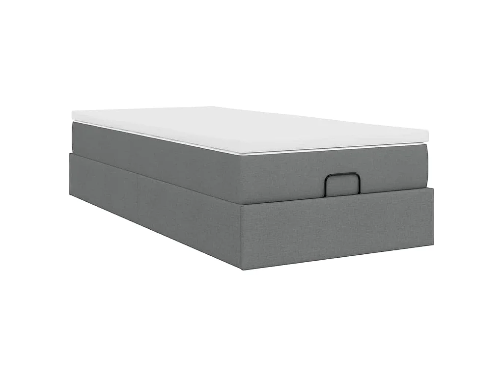 Estrutura cama otomana colchão 80x200 cm tecido cinzento escuro
