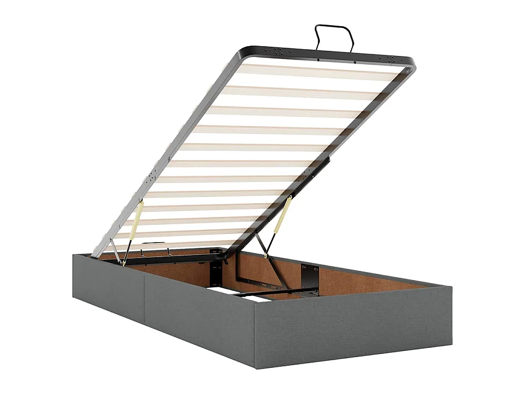 Estrutura cama otomana colchão 80x200 cm tecido cinzento escuro
