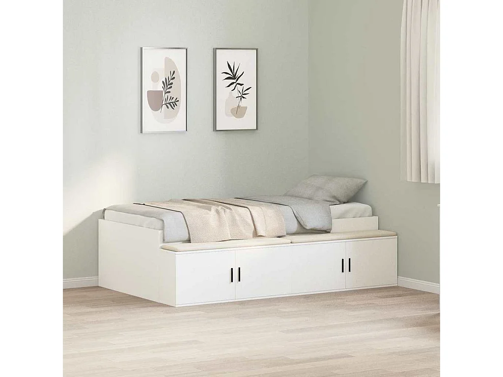 Cadre de lit avec tiroir Blanc 70 x 190 cm Bois d'ingénierie