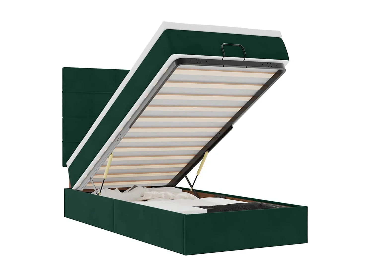 Ottoman bed met matrassen en LED's 80x200cm fluweel donkergroen