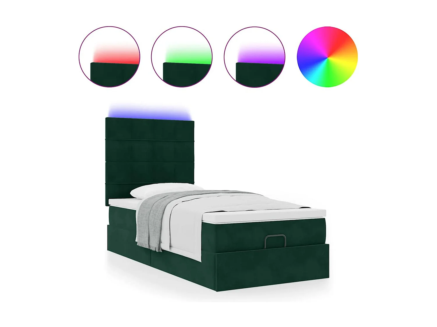 Ottoman bed met matrassen en LED's 80x200cm fluweel donkergroen