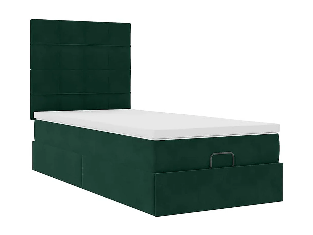 Ottoman bed met matrassen en LED's 80x200cm fluweel donkergroen