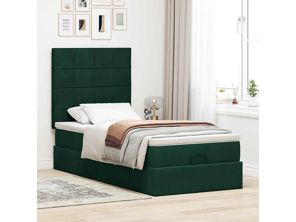 Struttura Letto Pouf con Materassi 80x200 cm Velluto