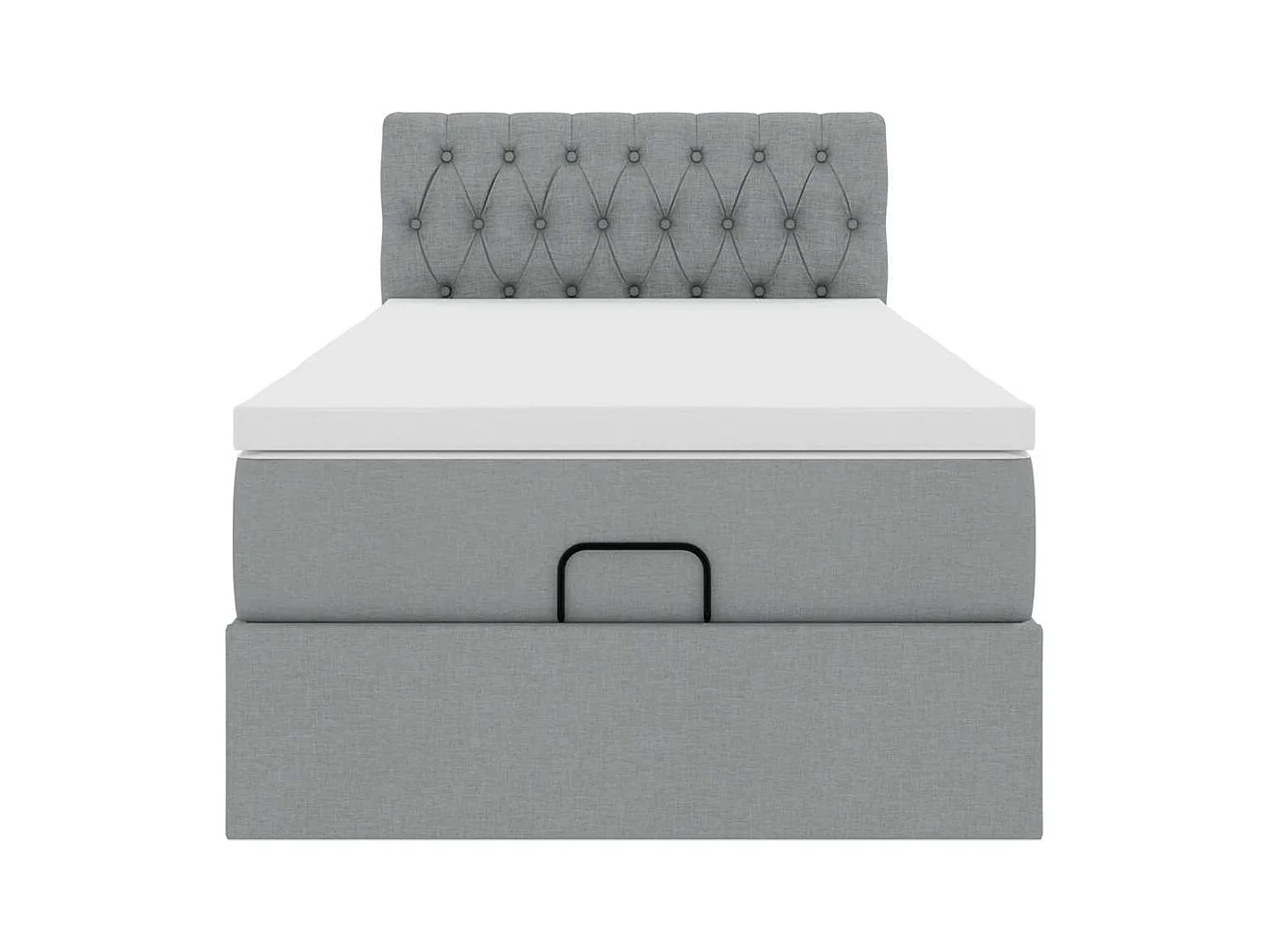 Cadre de lit ottoman avec matelas gris clair 80x200 cm tissu